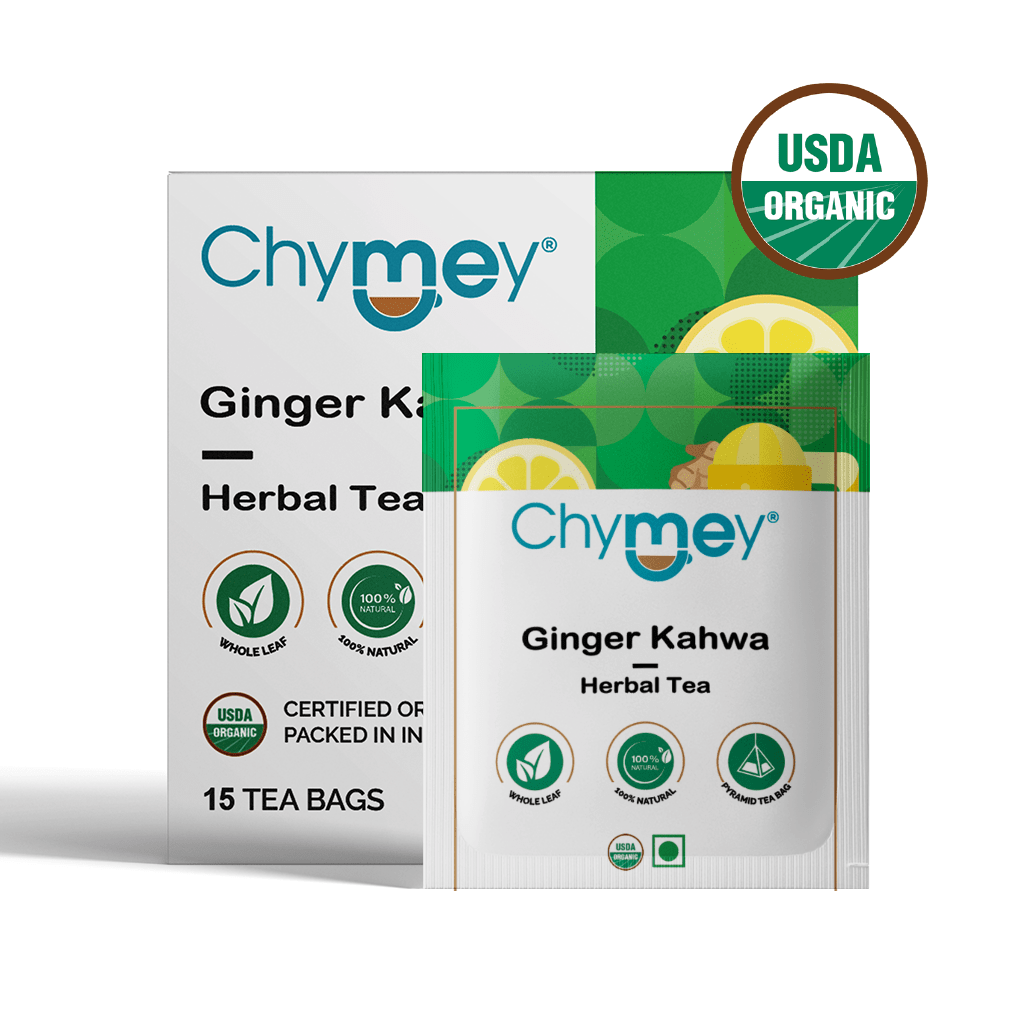 Chymey Ginger Kahwa Herbal Tea Bags:  15 Pyramid Tea Bags