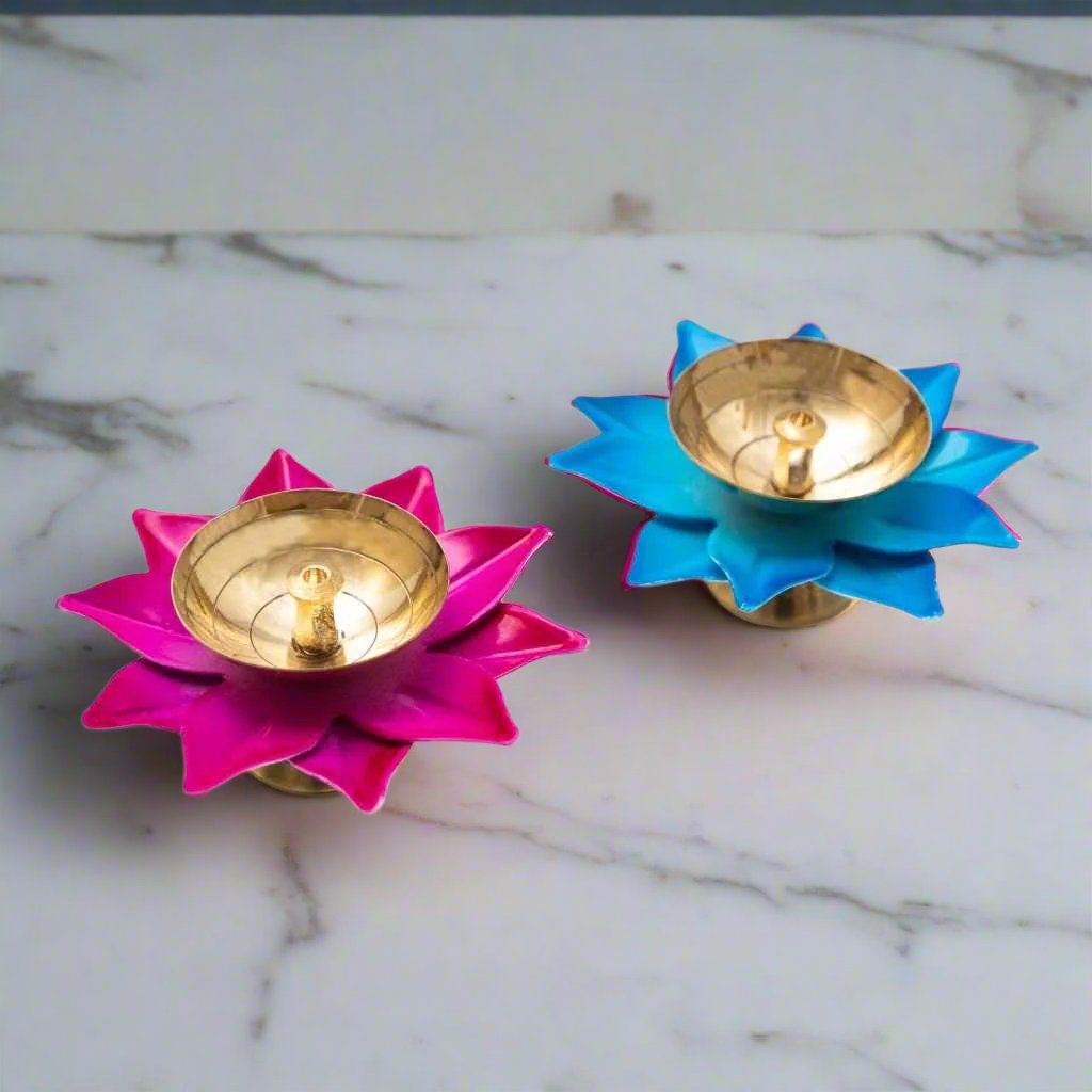 Brass Lotus Diya Set of 2