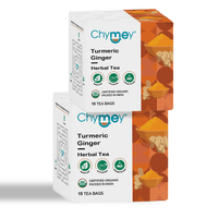 Chymey Organic Turmeric Ginger Herbal Tea Bags: 15 Pyramid Tea Bags